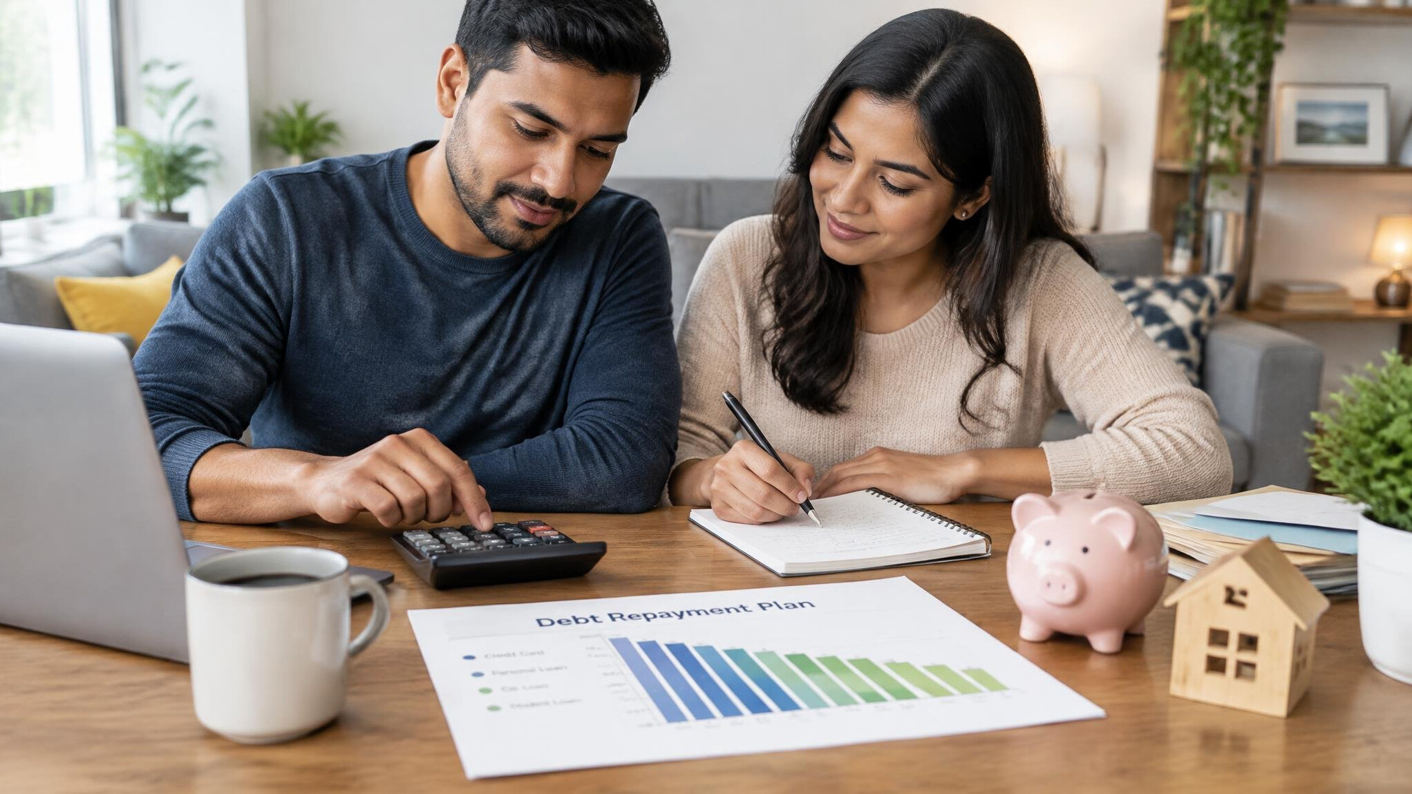 couple budgeting together