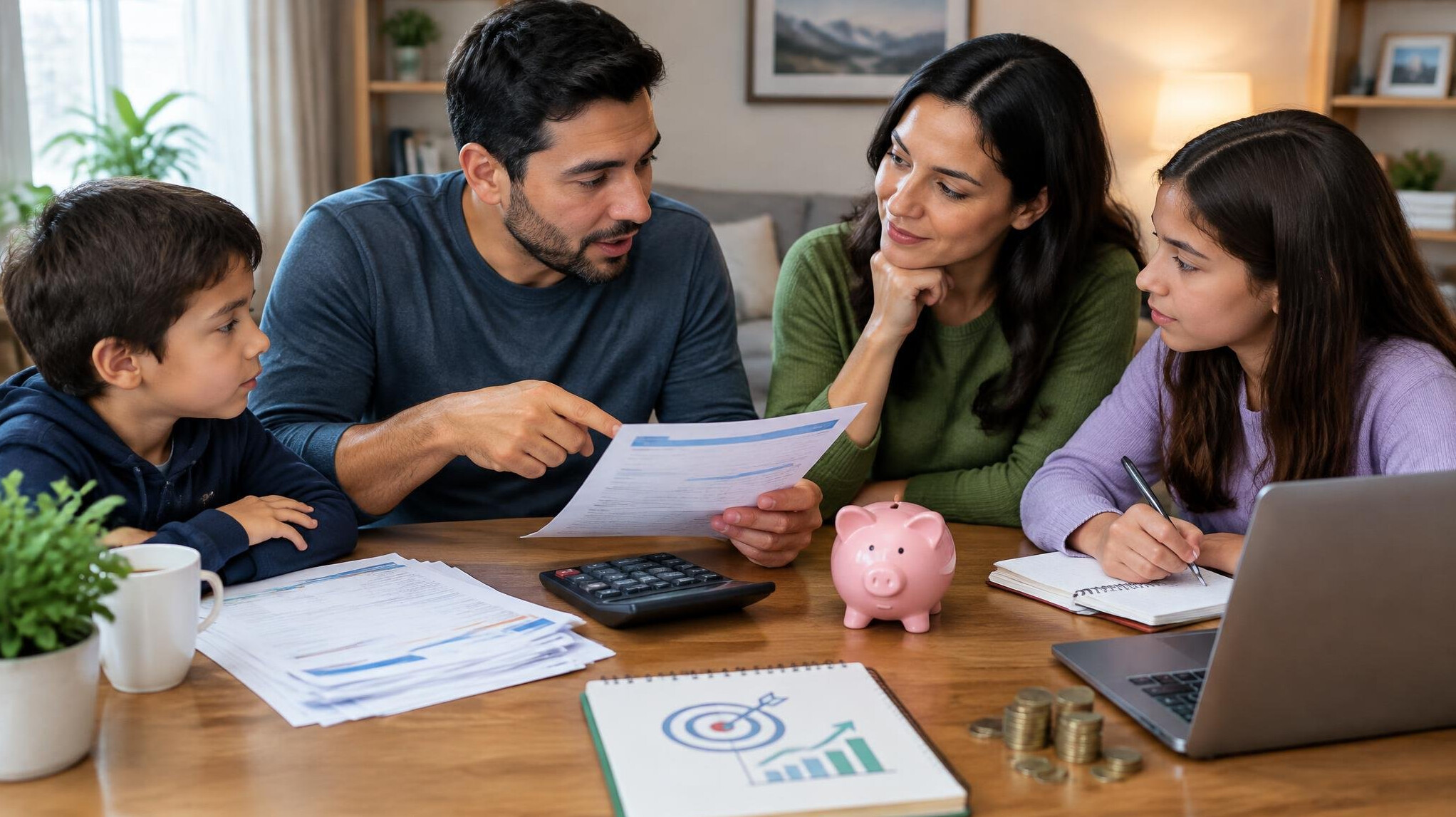 family discussing budget