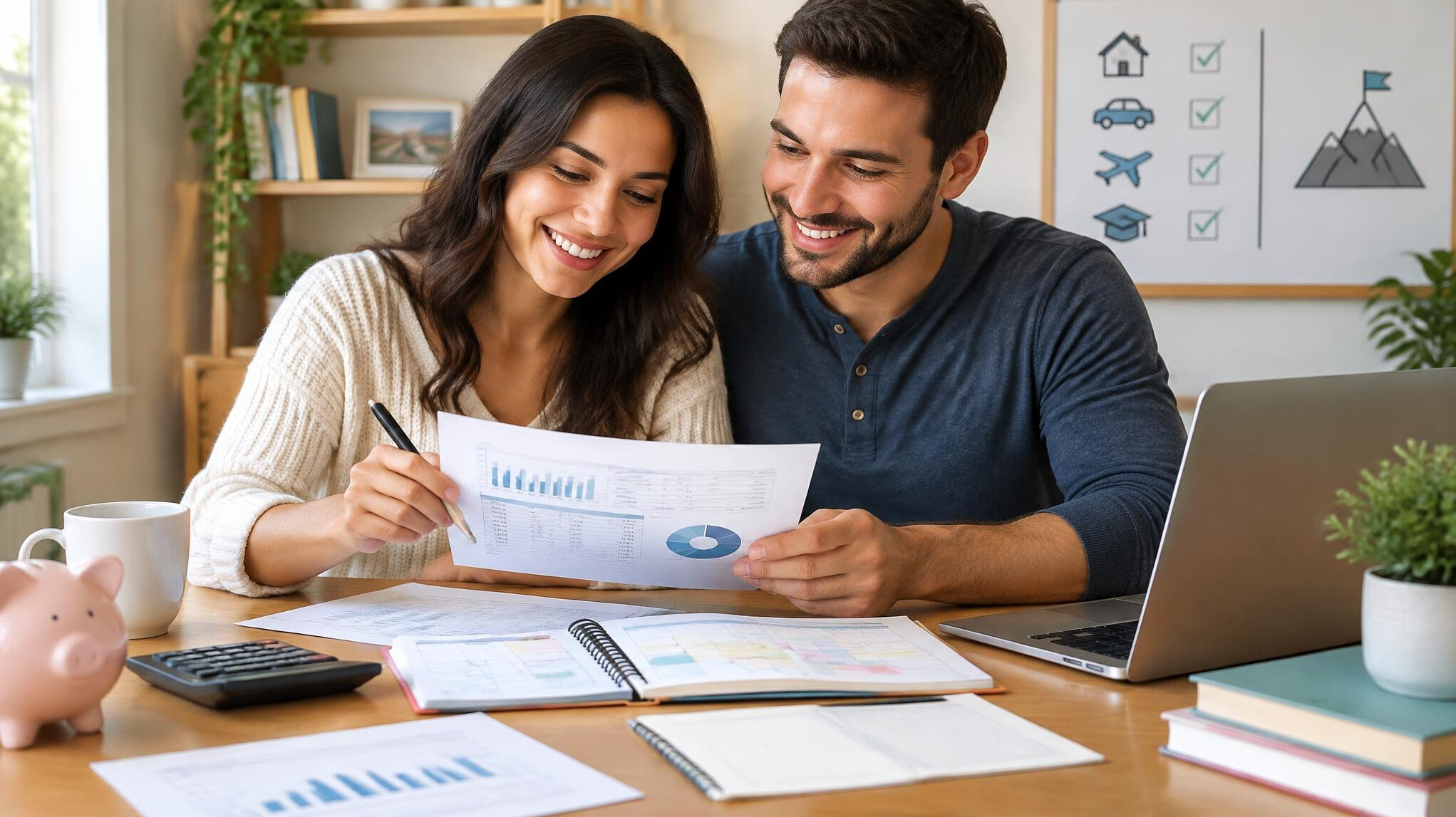 person smiling with financial documents