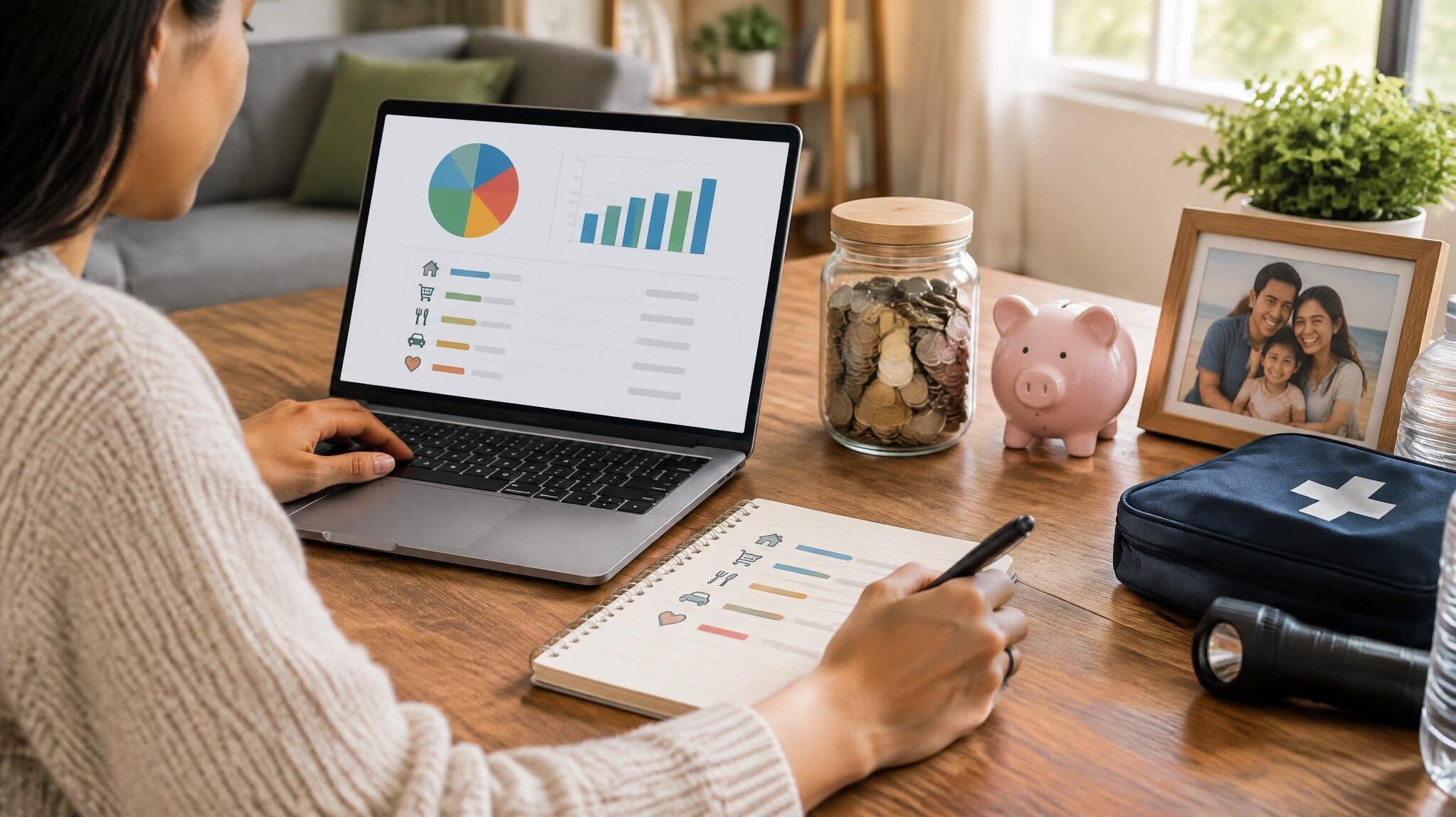 person calculating budget on laptop