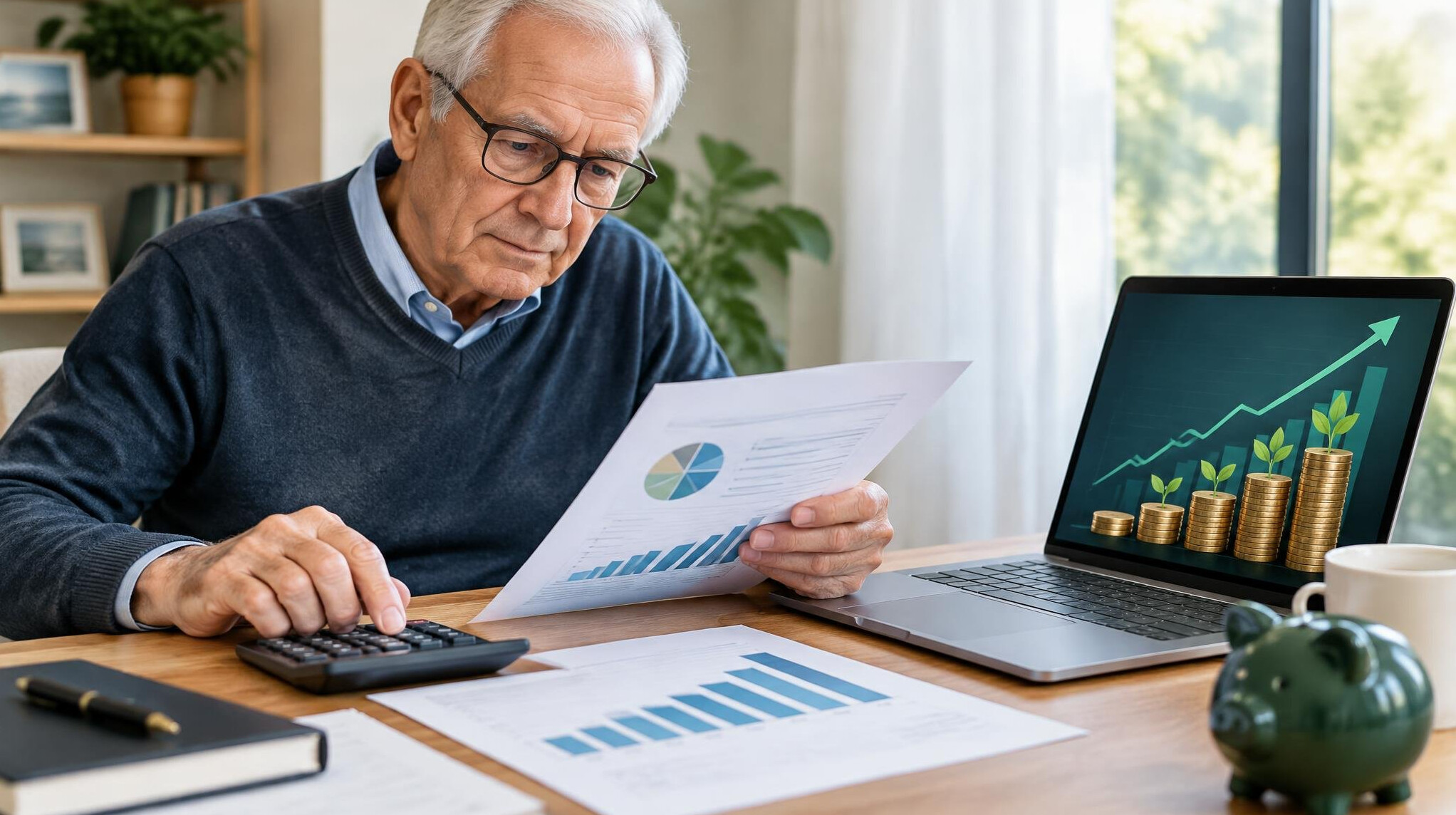 elderly man reviewing documents