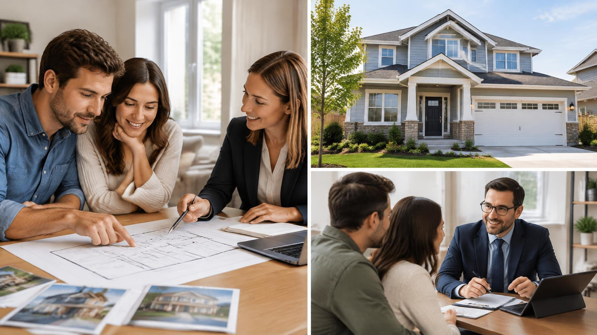 family looking at house plans